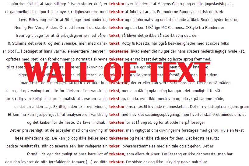 Wall of webtekst