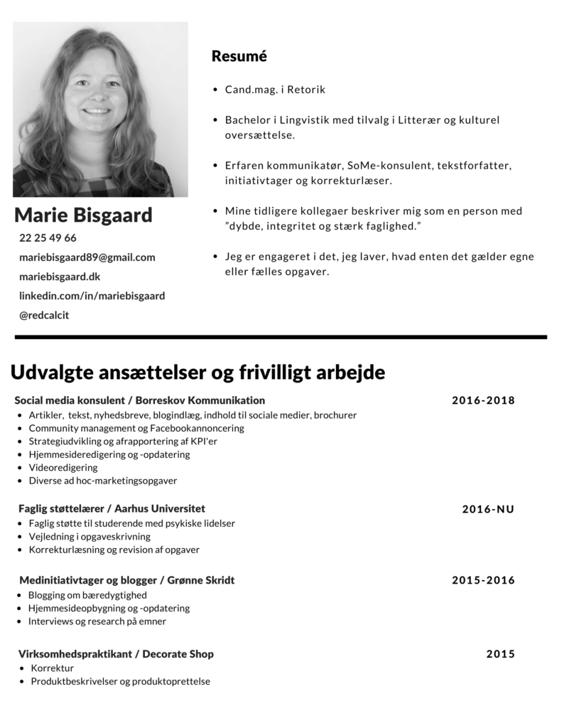 Eksempler på CV'er der har fået mig til samtale